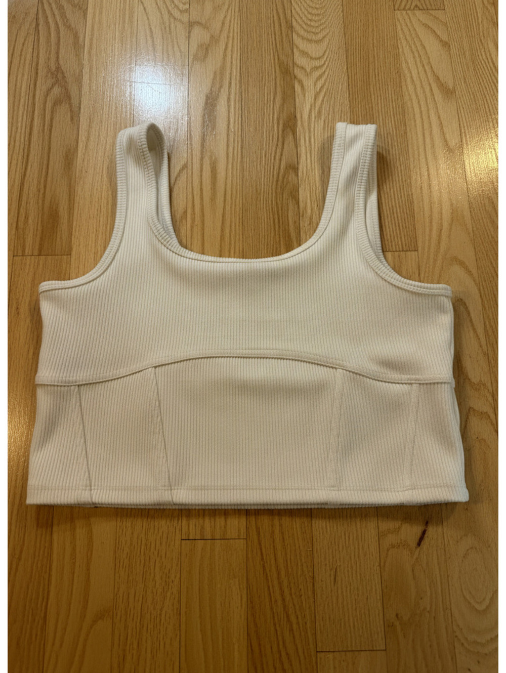 Jordan Cream Ribbed Crop Tank Top